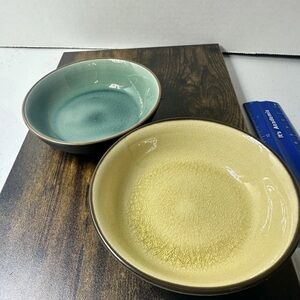 Set of 2 Pier 1 Crackle Ramekin Bowls 4 in Sauce Bowls/Trinket Dish- Stoneware